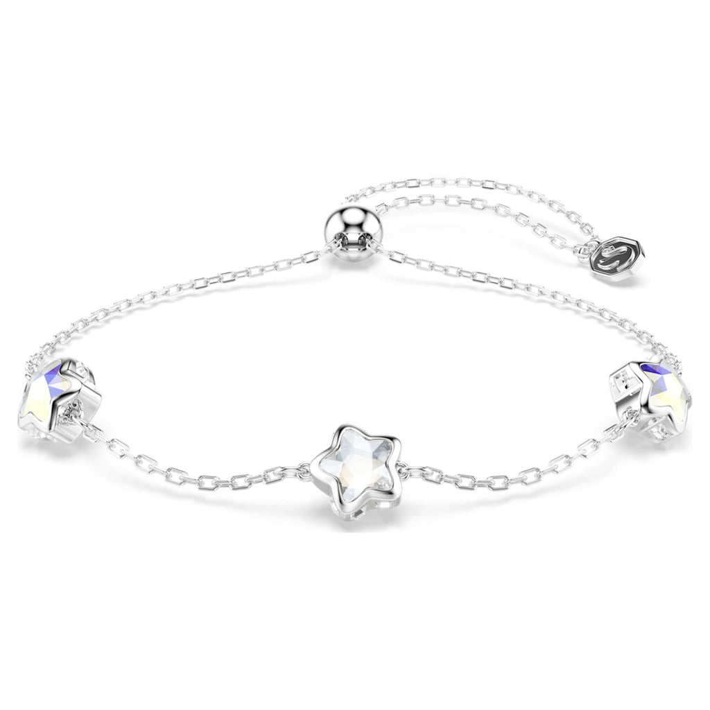 Swarovski Chroma bracelet Star, White, Rhodium plated