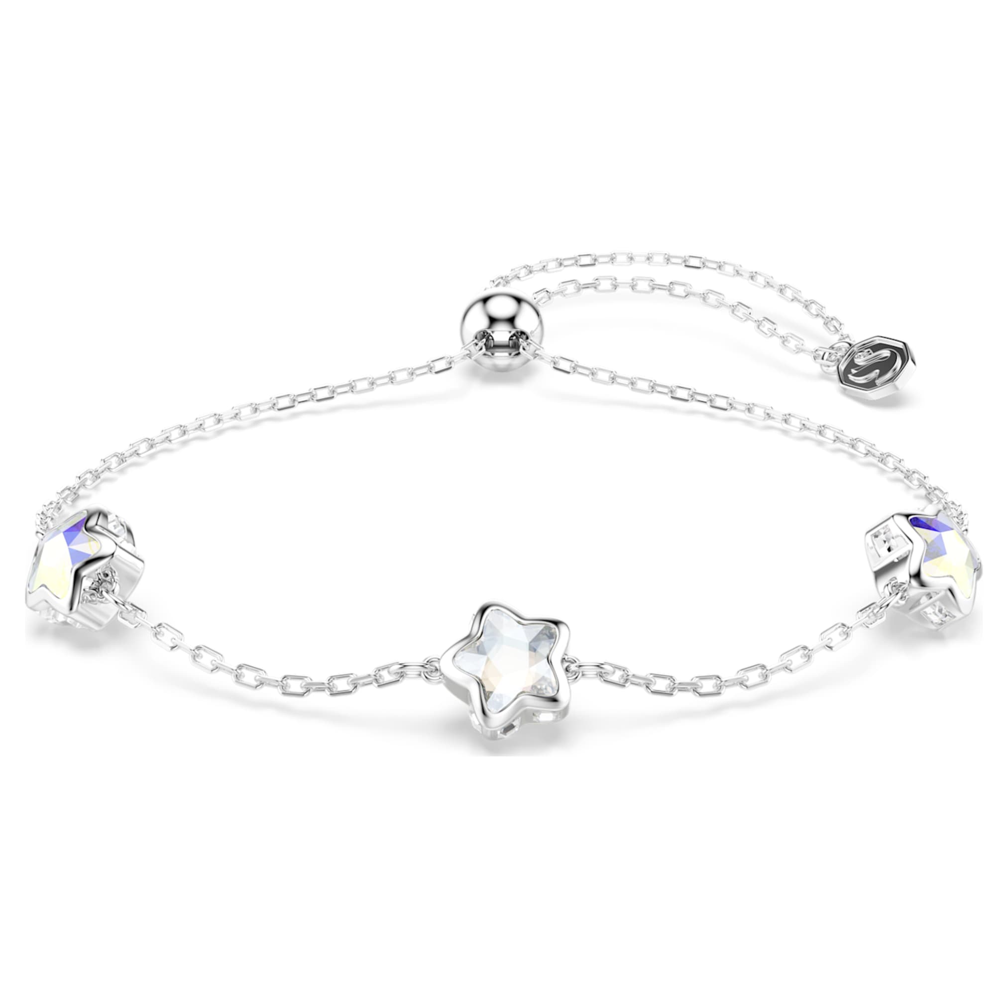 Swarovski Chroma bracelet Star, White, Rhodium plated