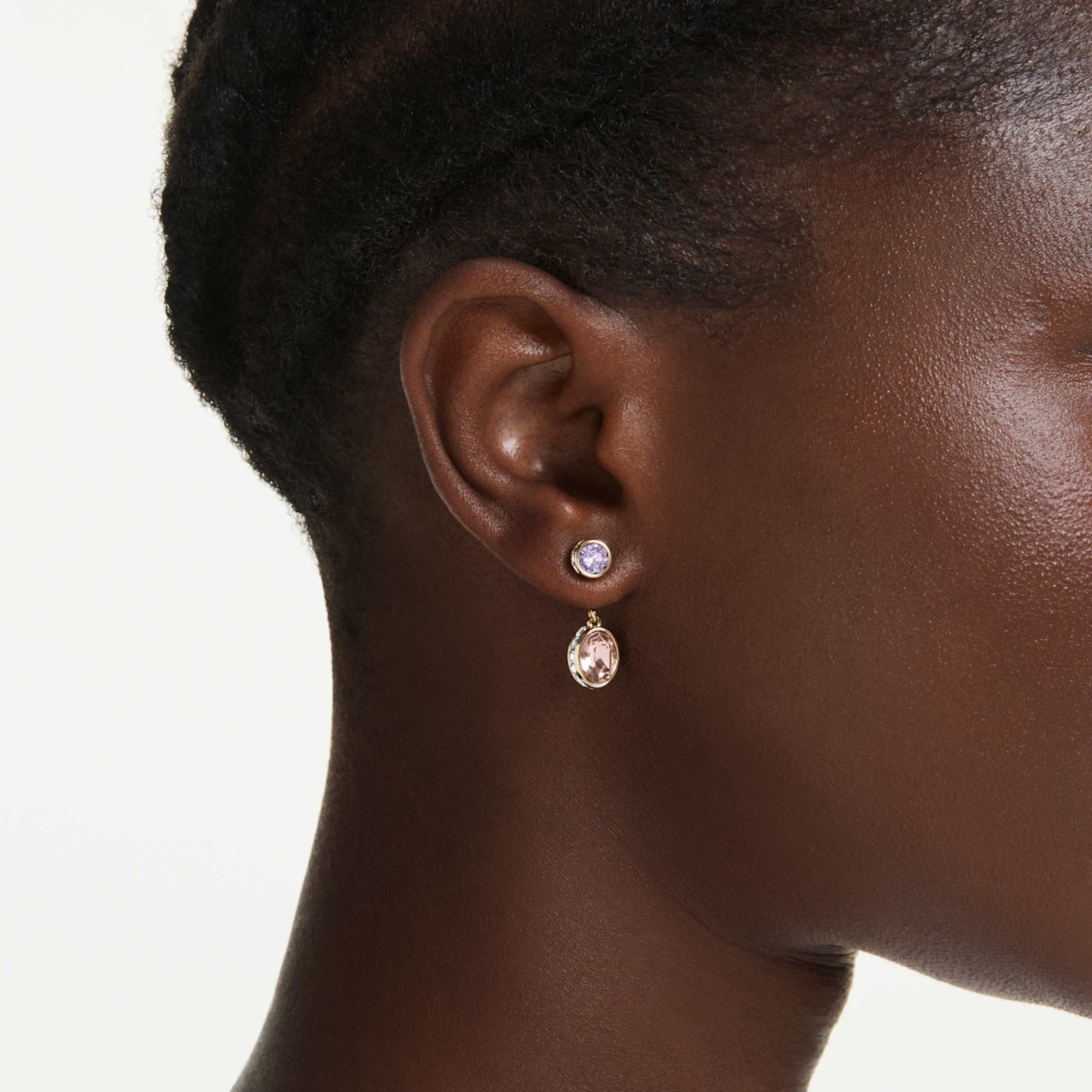 Swarovski Chroma drop earrings Mixed cuts, Multicolored, 18K gold finish