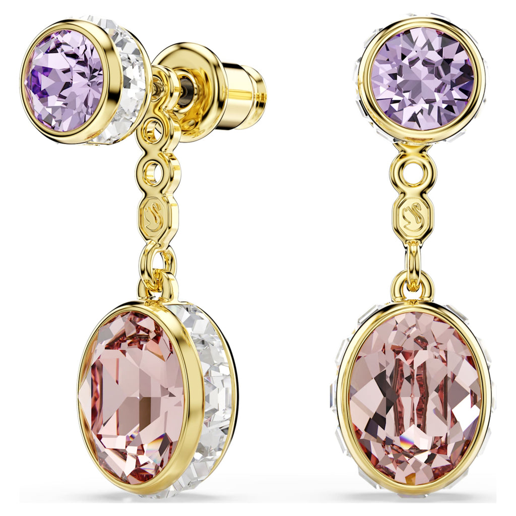 Swarovski Chroma drop earrings Mixed cuts, Multicolored, 18K gold finish