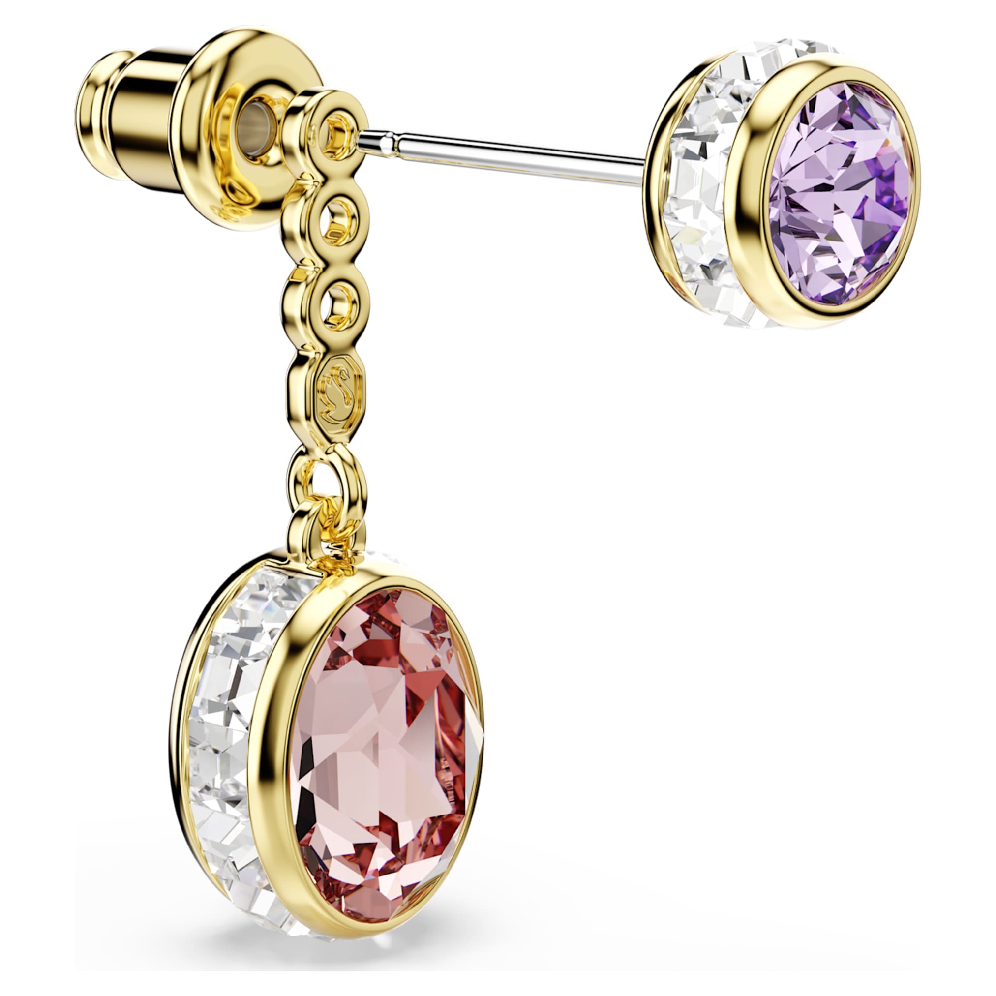 Swarovski Chroma drop earrings Mixed cuts, Multicolored, 18K gold finish