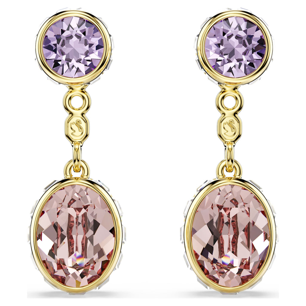 Swarovski Chroma drop earrings Mixed cuts, Multicolored, 18K gold finish