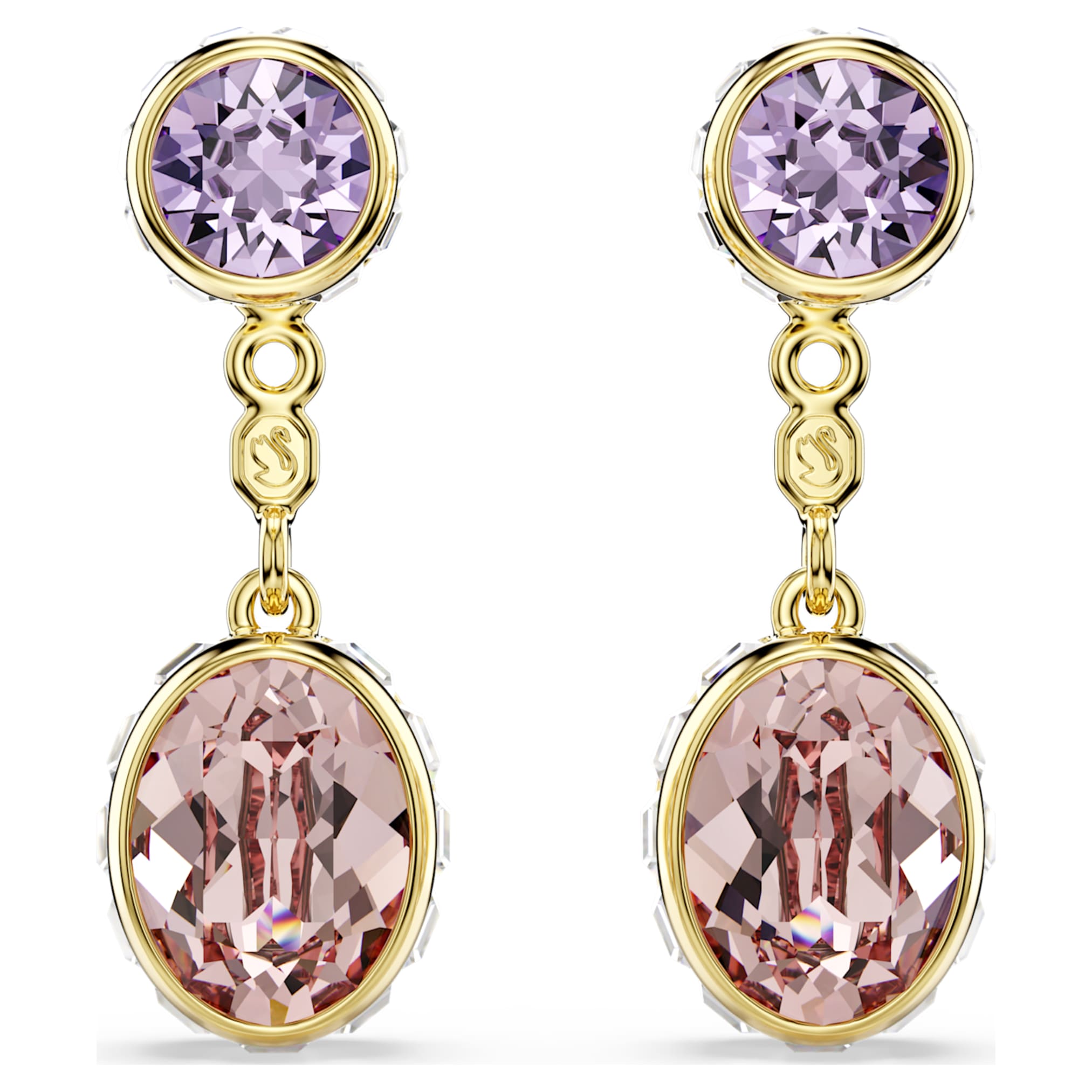Swarovski Chroma drop earrings Mixed cuts, Multicolored, 18K gold finish