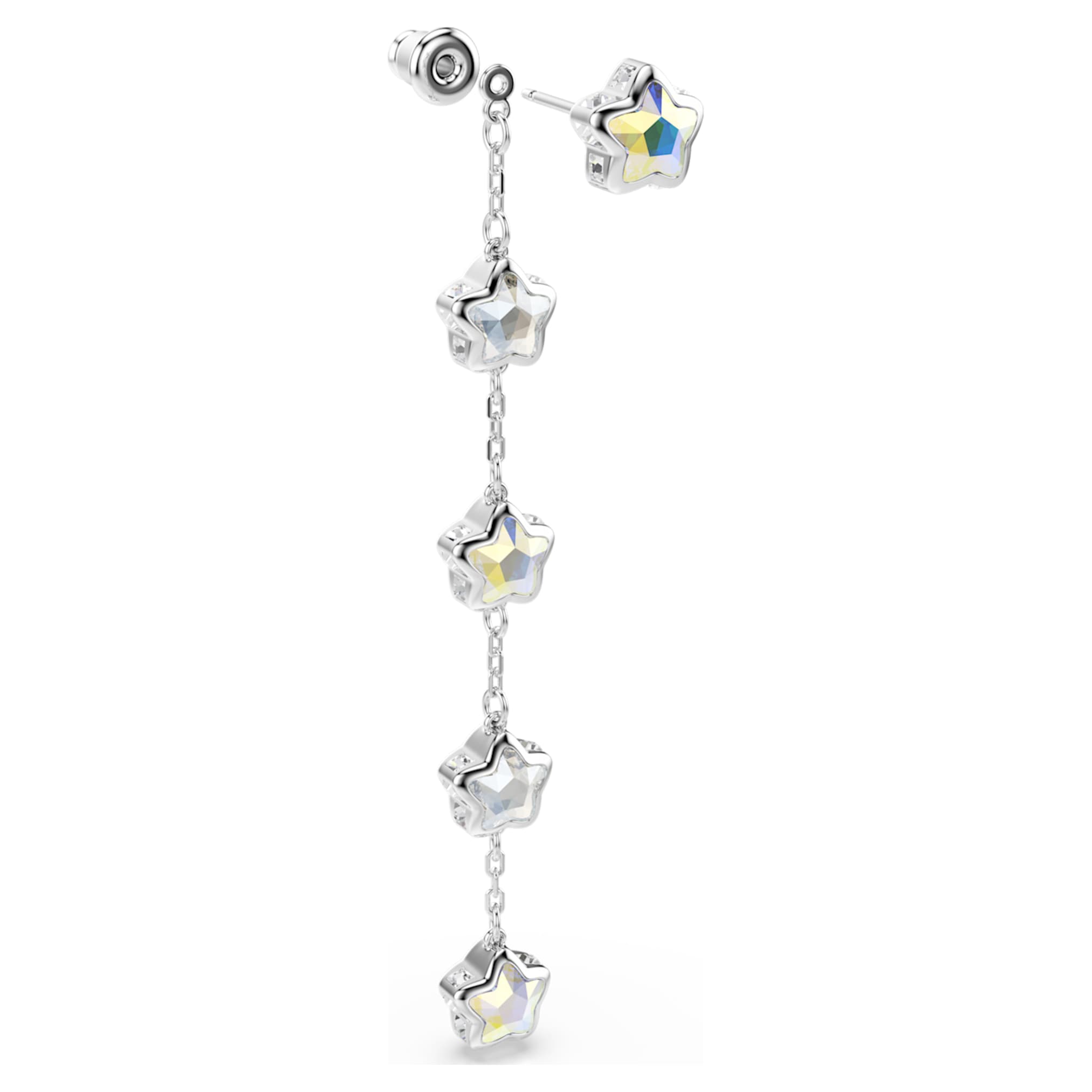 Swarovski Chroma earrings Mixed cuts, Star, White, Rhodium plated
