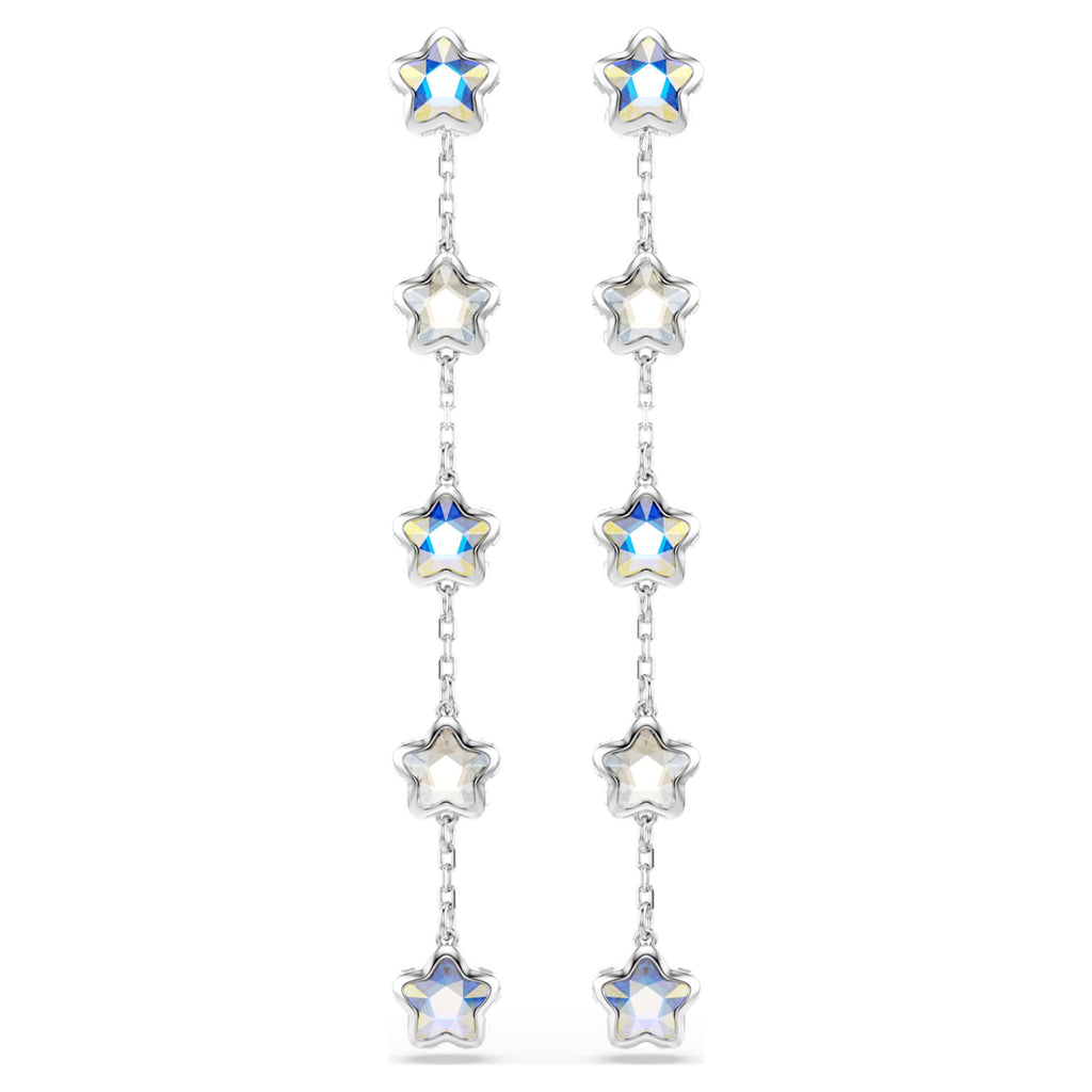 Swarovski Chroma earrings Mixed cuts, Star, White, Rhodium plated