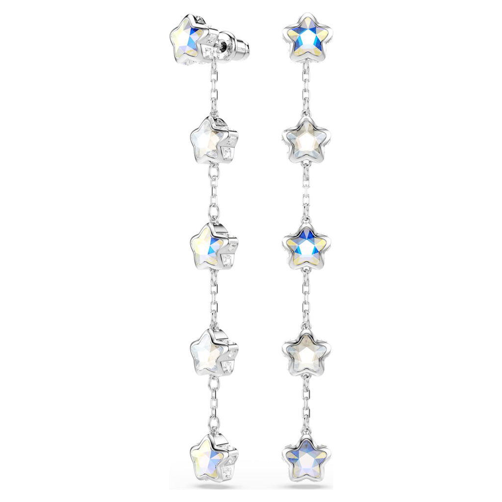Swarovski Chroma earrings Mixed cuts, Star, White, Rhodium plated