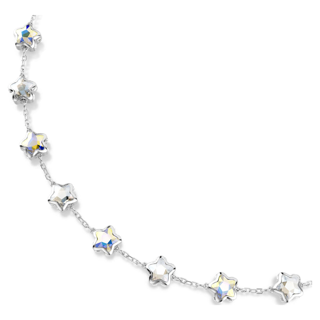 Swarovski Chroma necklace Mixed cuts, Star, White, Rhodium plated