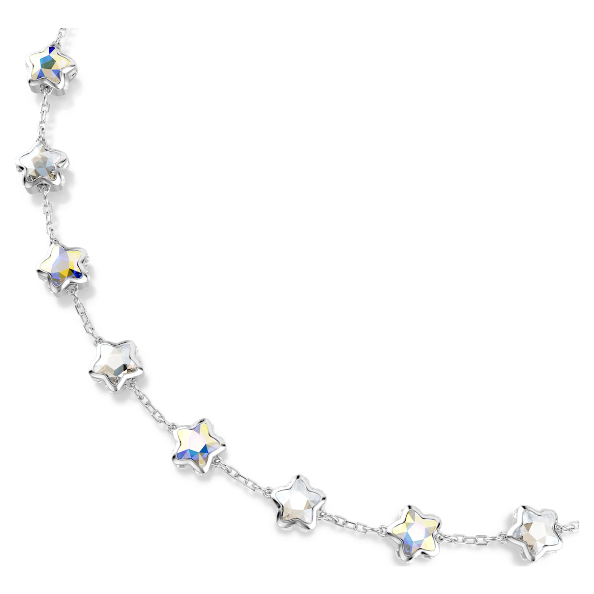 Swarovski Chroma necklace Mixed cuts, Star, White, Rhodium plated