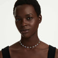 Swarovski Chroma necklace Mixed cuts, Star, White, Rhodium plated