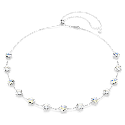 Swarovski Chroma necklace Mixed cuts, Star, White, Rhodium plated