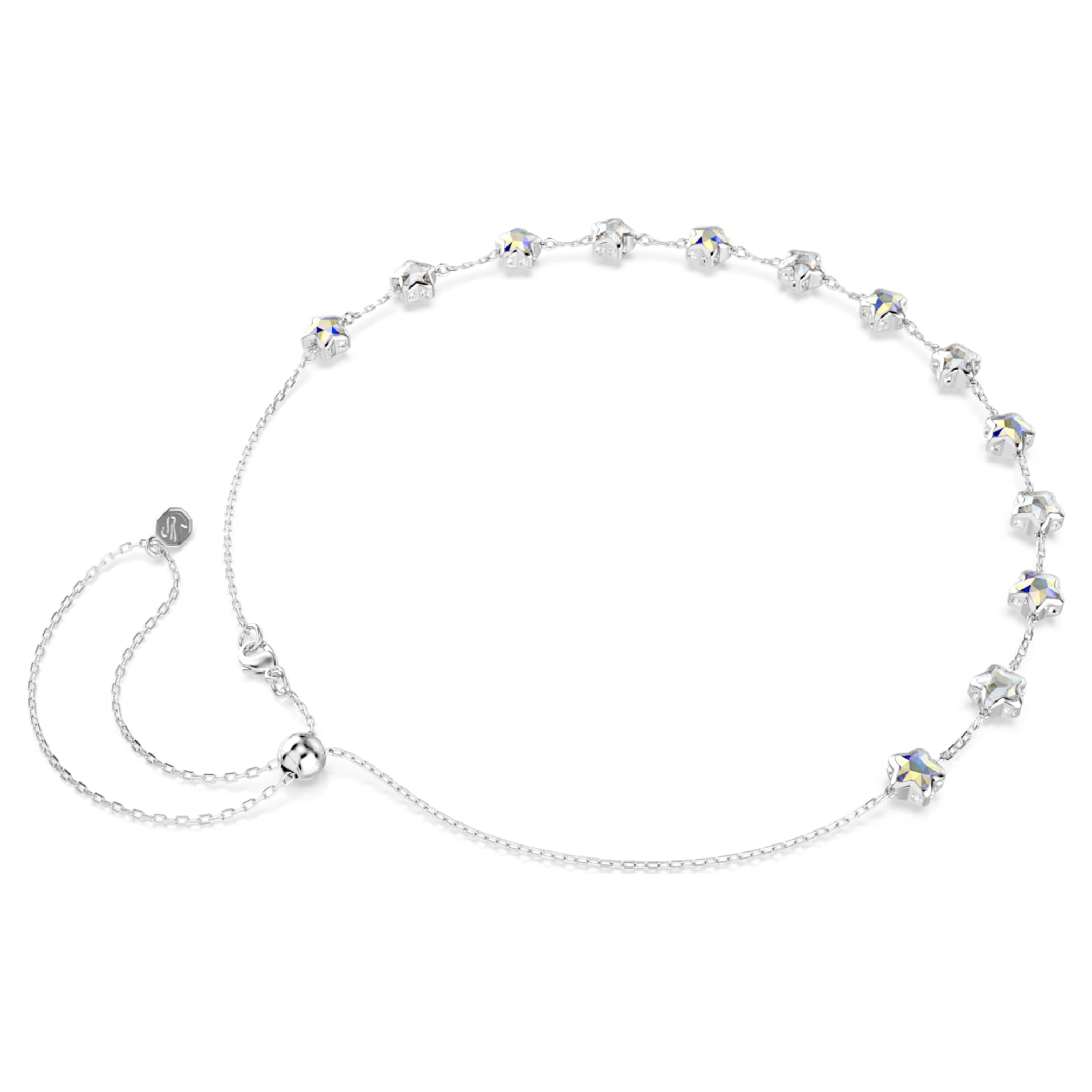 Swarovski Chroma necklace Mixed cuts, Star, White, Rhodium plated