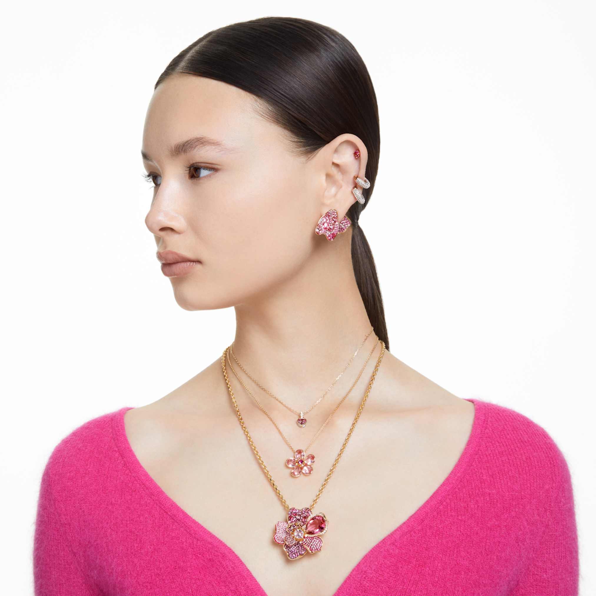 Swarovski Chroma pendant Heart, Red, 18K gold finish