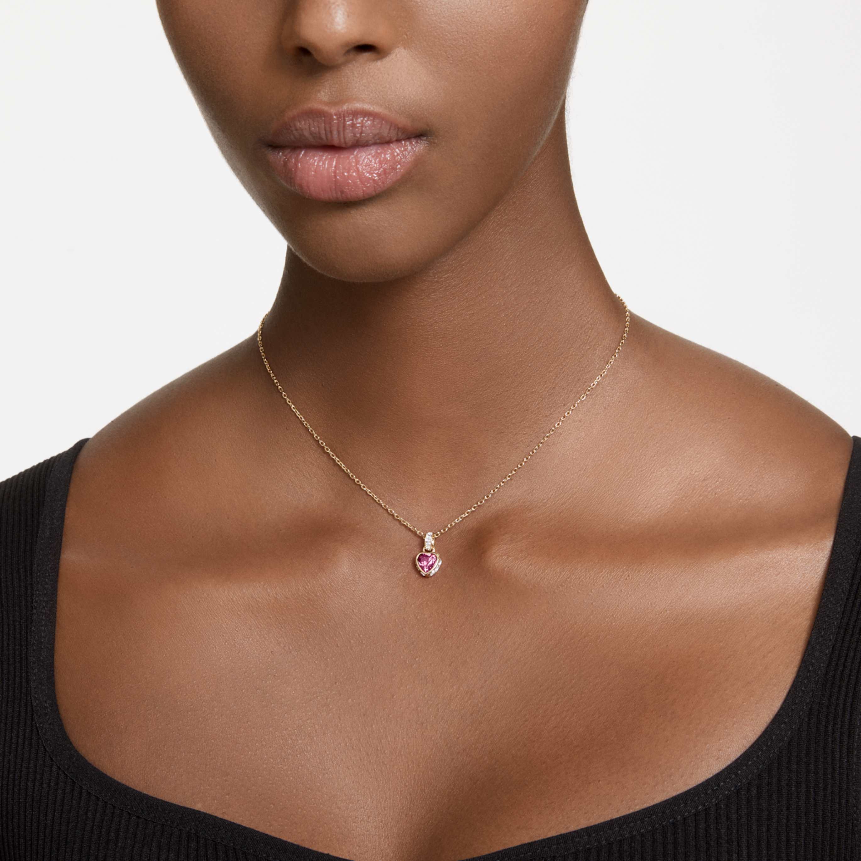 Swarovski Chroma pendant Heart, Red, 18K gold finish