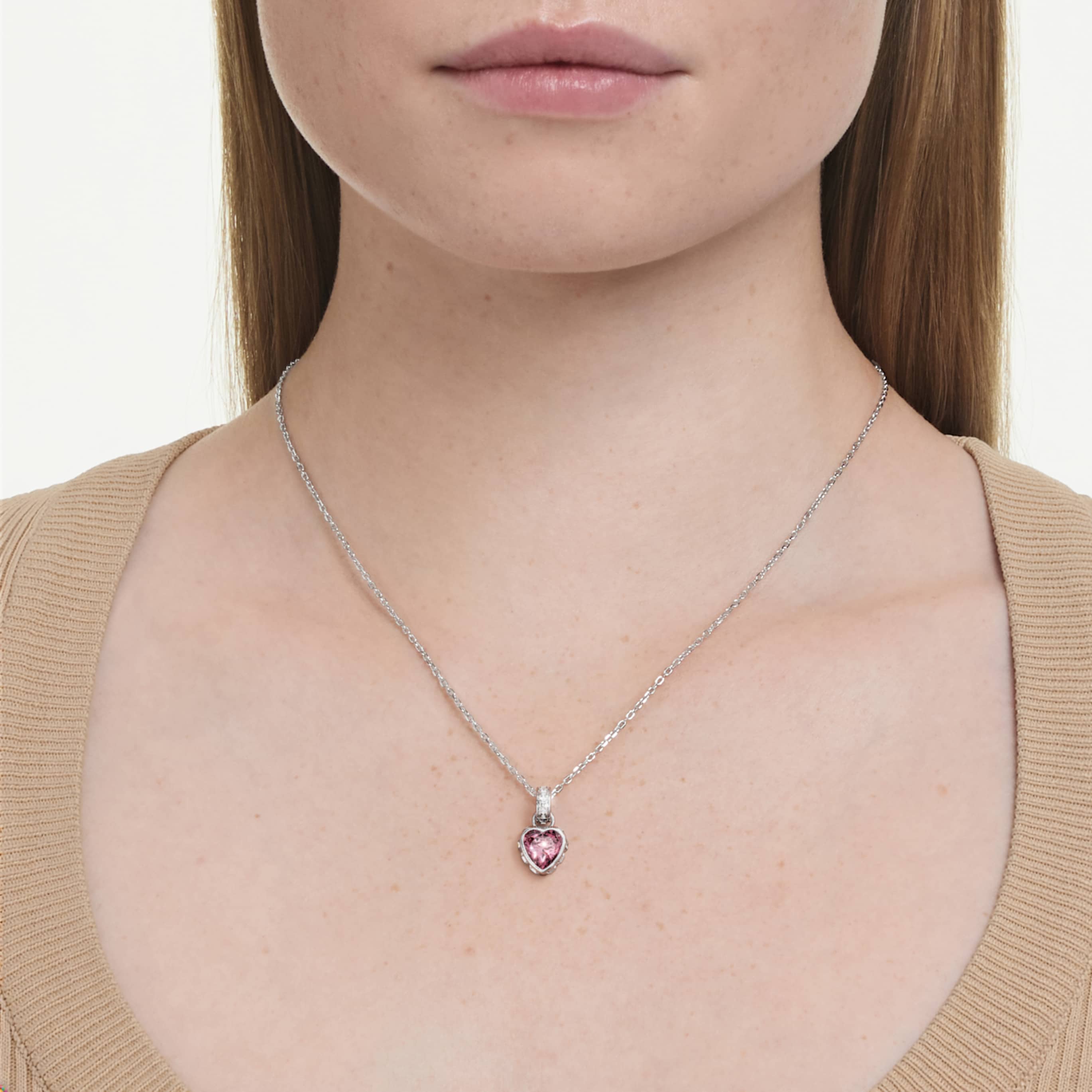 Swarovski Chroma pendant Mixed cuts, Pink, Rhodium plated