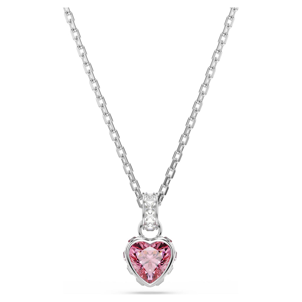 Swarovski Chroma pendant Mixed cuts, Pink, Rhodium plated