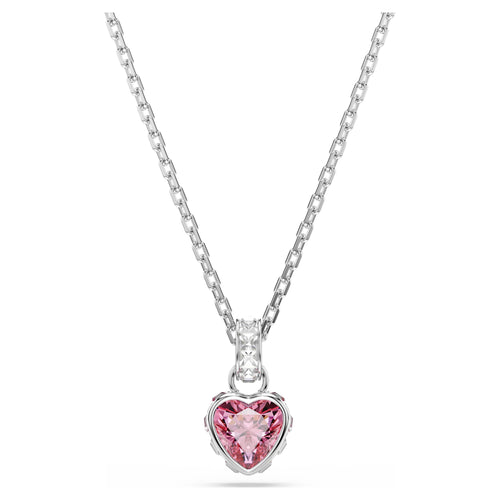 Swarovski Chroma pendant Mixed cuts, Pink, Rhodium plated