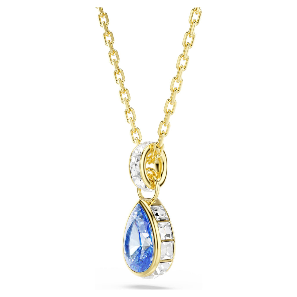 Swarovski Chroma pendant Pear cut, Blue, 18K gold finish