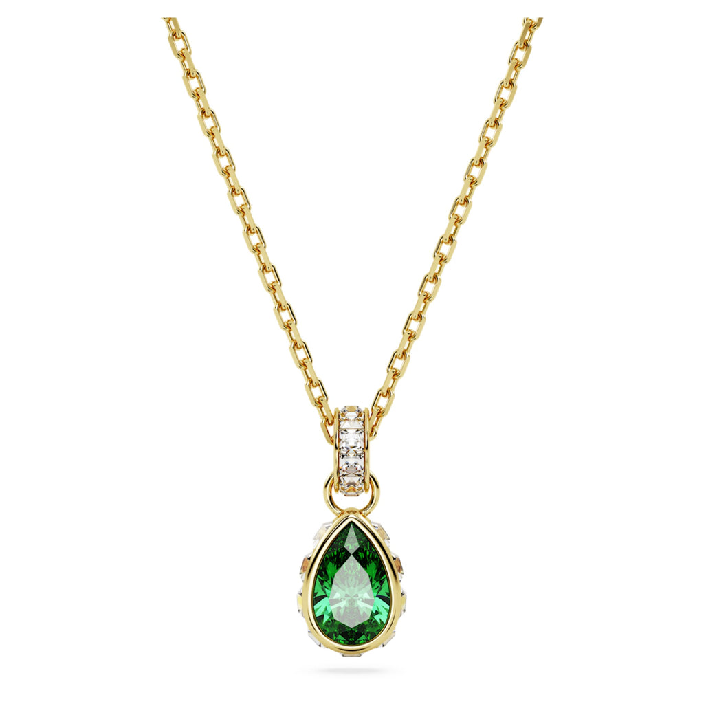 Swarovski Chroma pendant Pear cut, Green, 18K gold finish