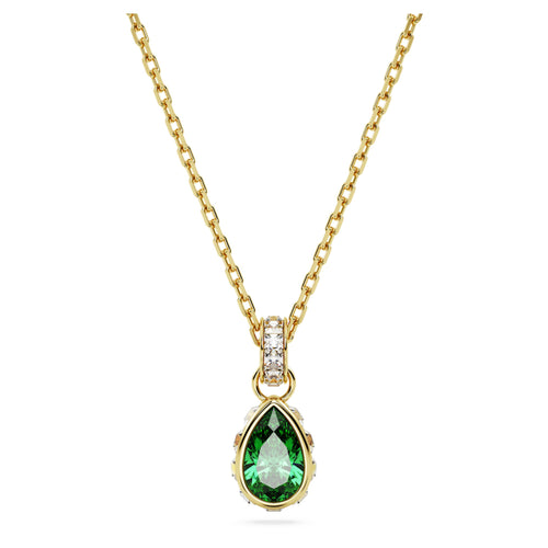 Swarovski Chroma pendant Pear cut, Green, 18K gold finish