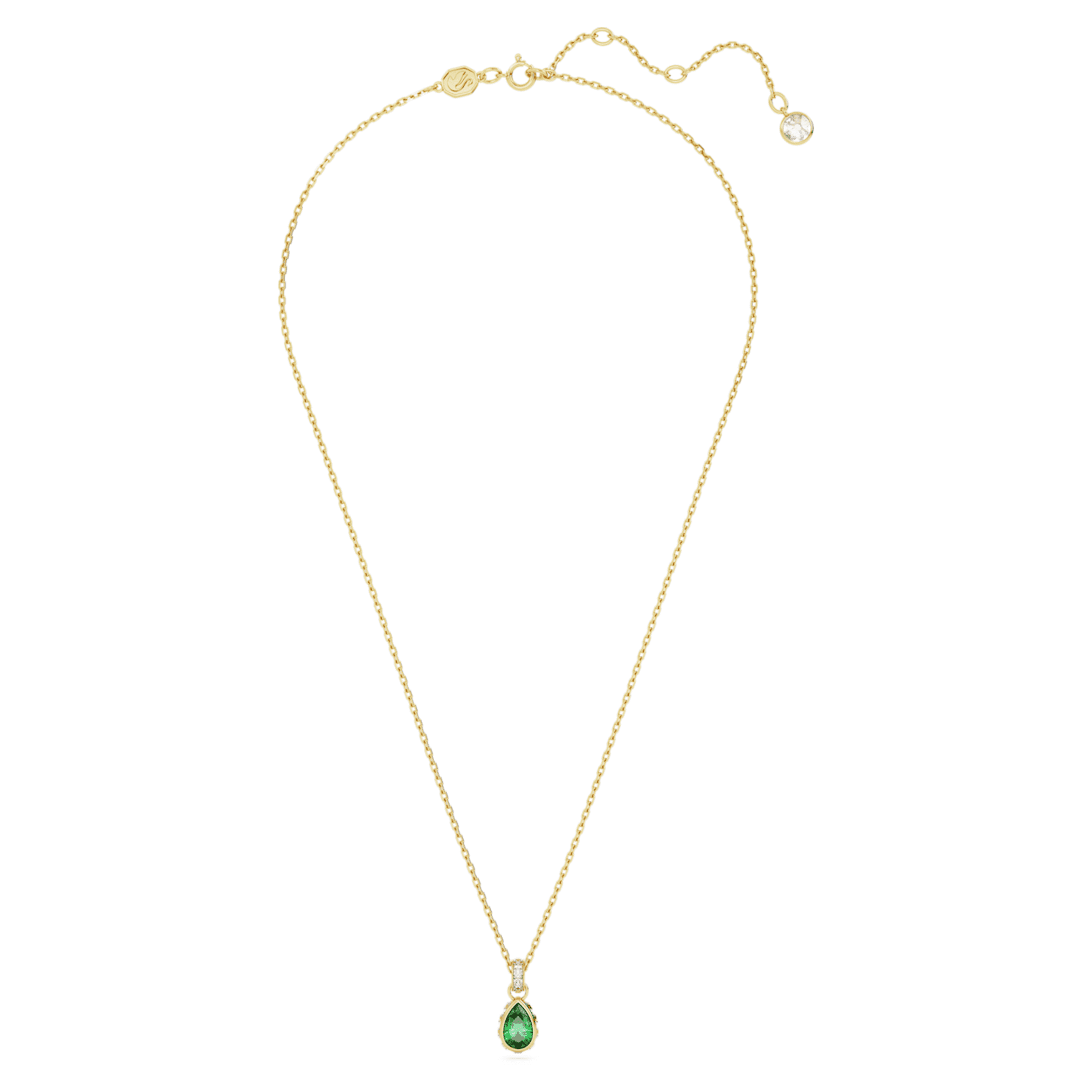 Swarovski Chroma pendant Pear cut, Green, 18K gold finish