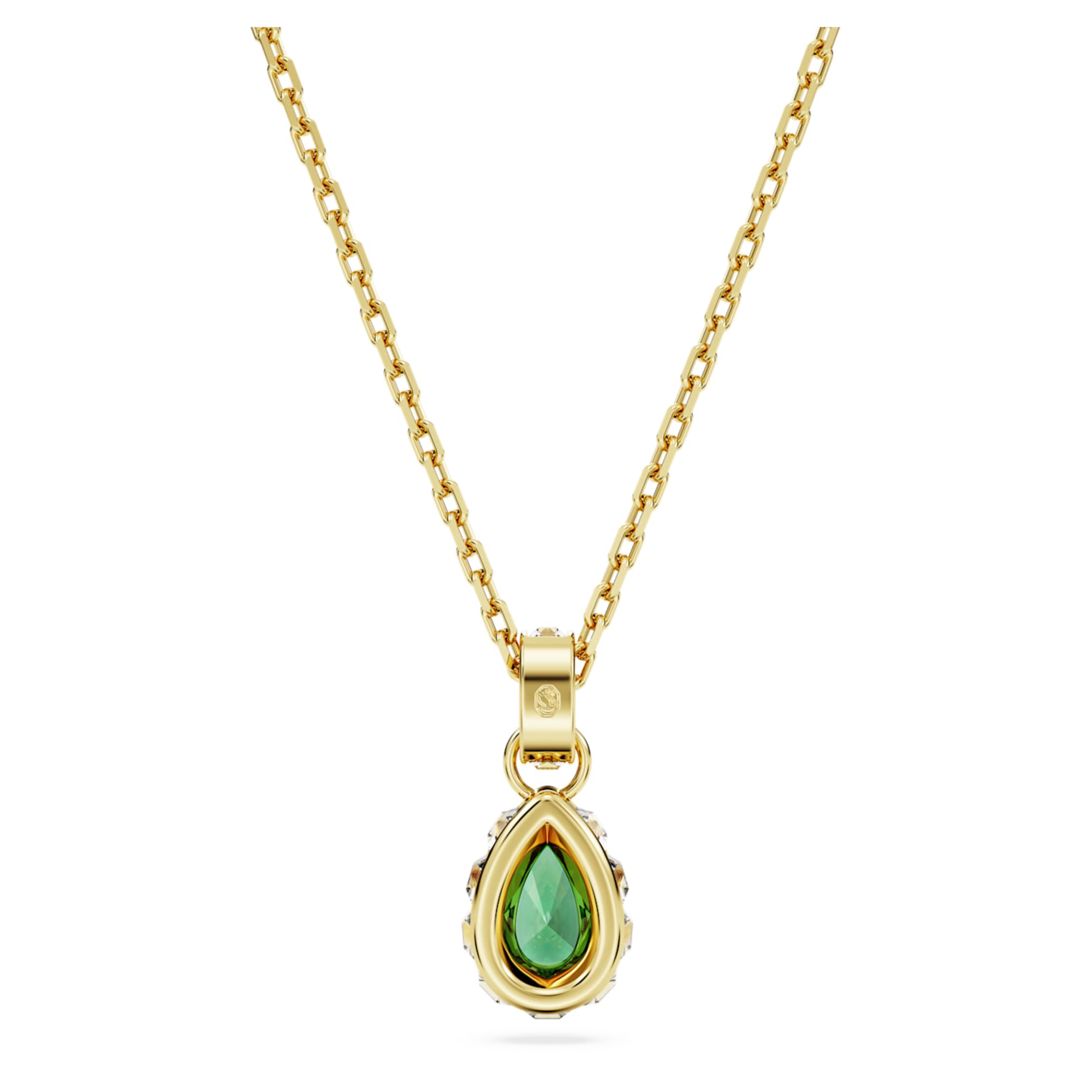 Swarovski Chroma pendant Pear cut, Green, 18K gold finish