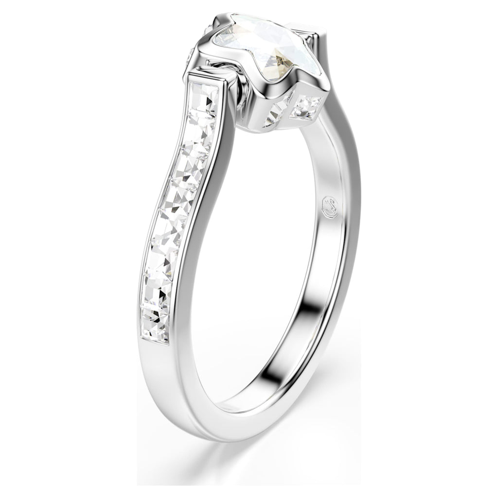 Swarovski Chroma ring Mixed cuts, Star, White, Rhodium plated