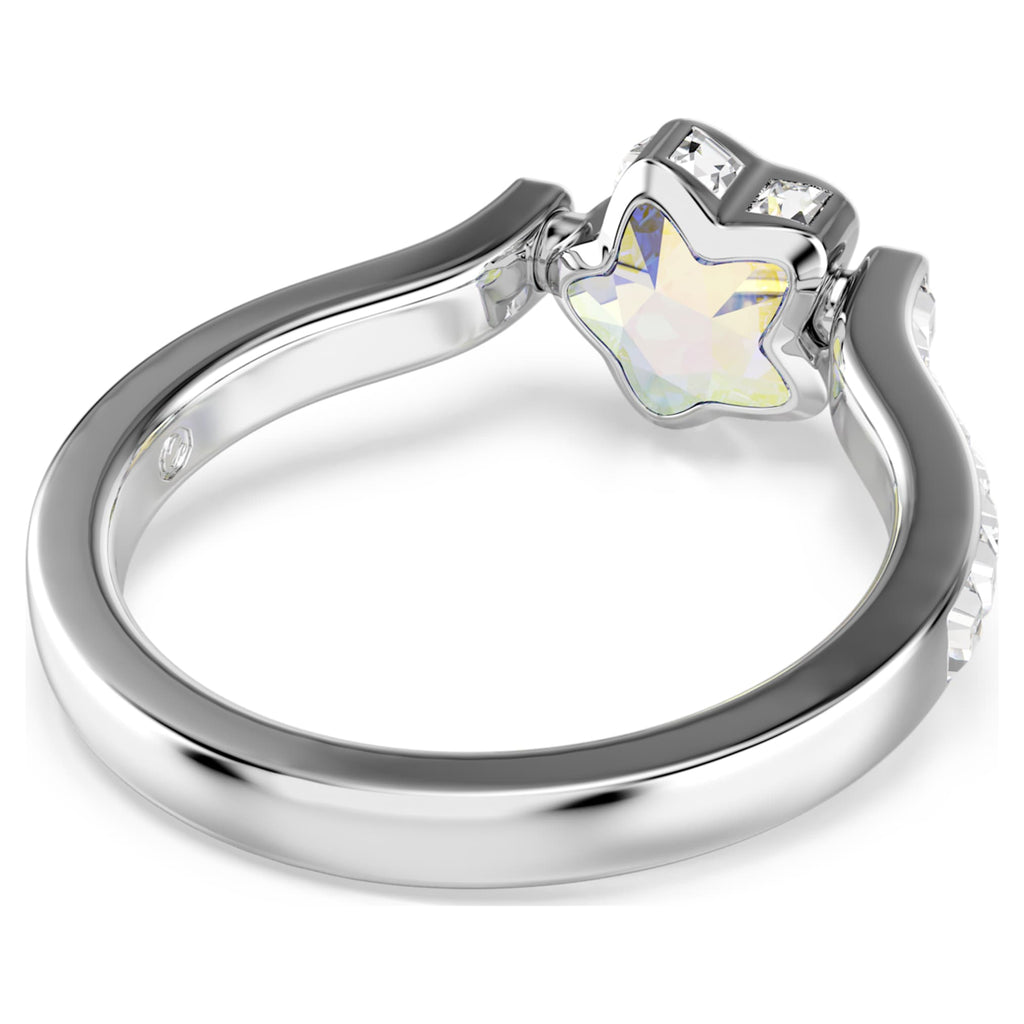 Swarovski Chroma ring Mixed cuts, Star, White, Rhodium plated