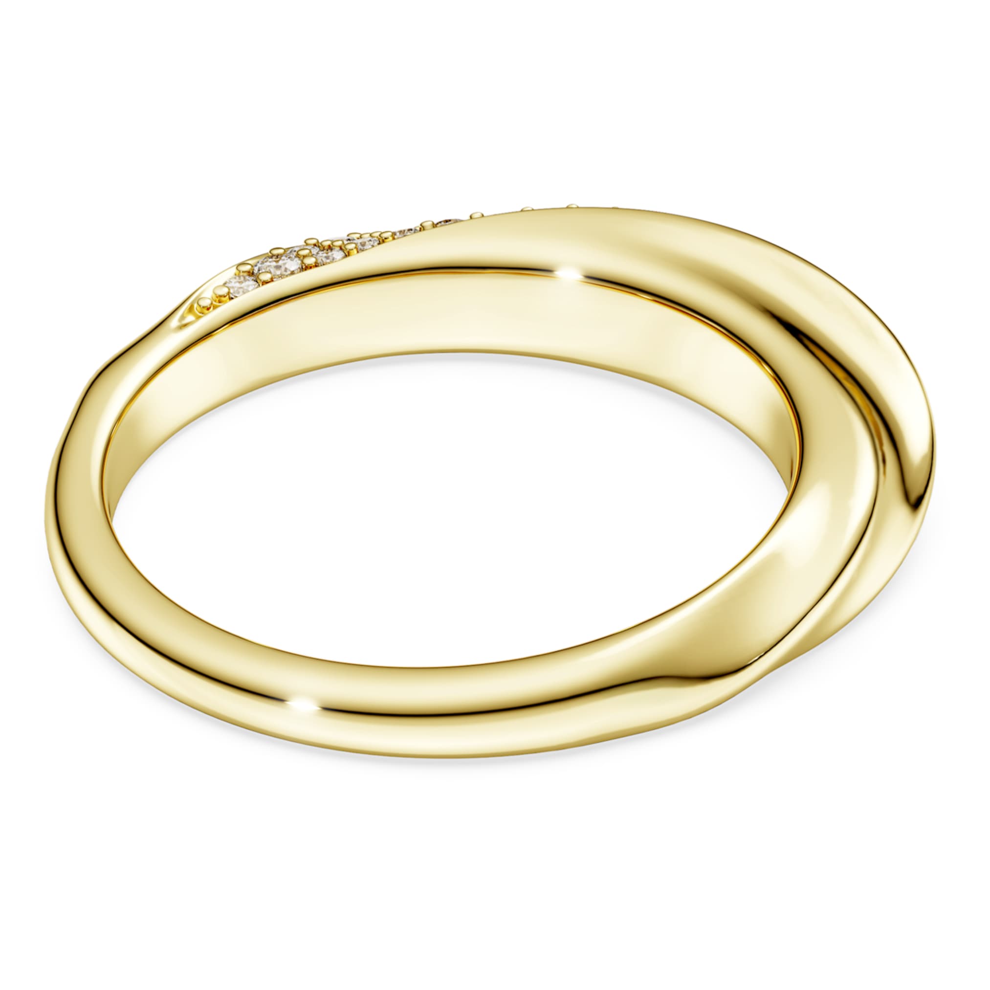 Swarovski Classica band ring Round cut, White, Sterling silver, 18K gold finish