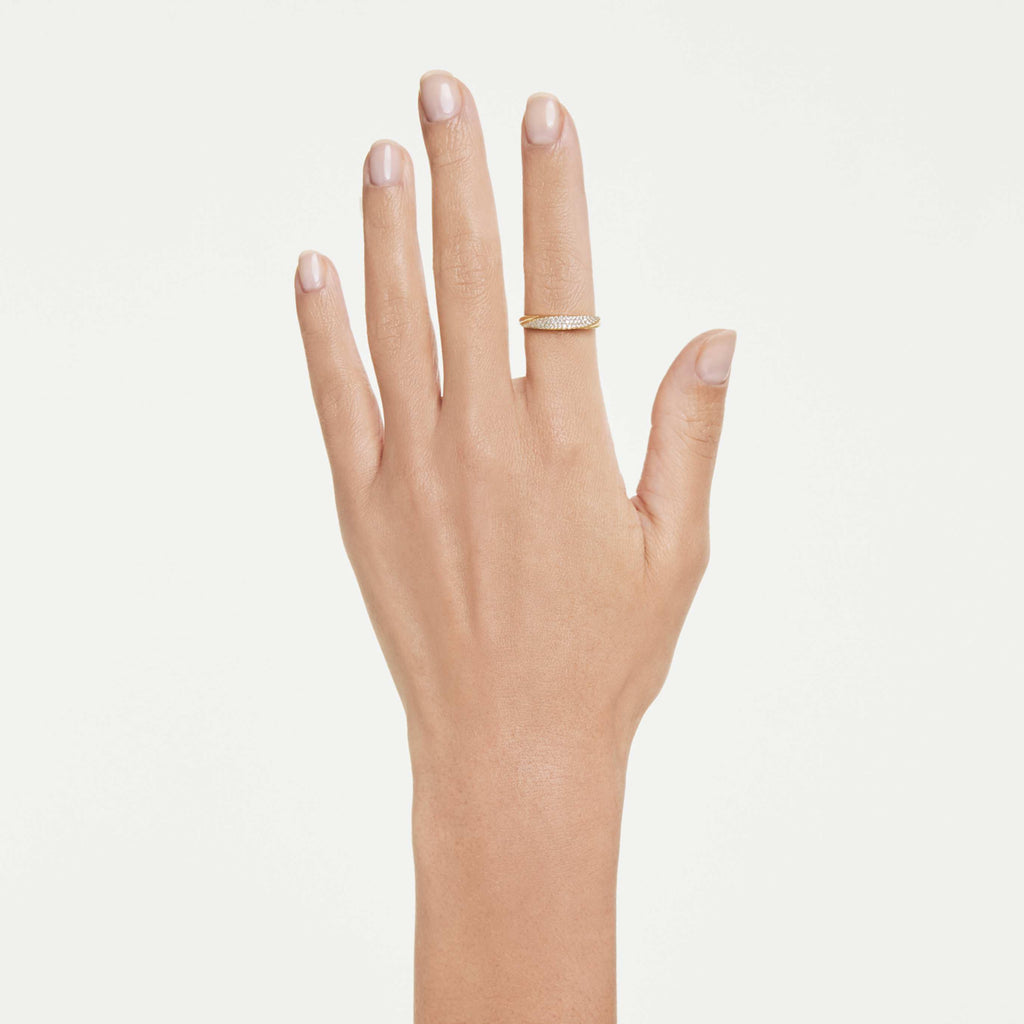 Swarovski Classica band ring Round cut, White, Sterling silver, 18K gold finish