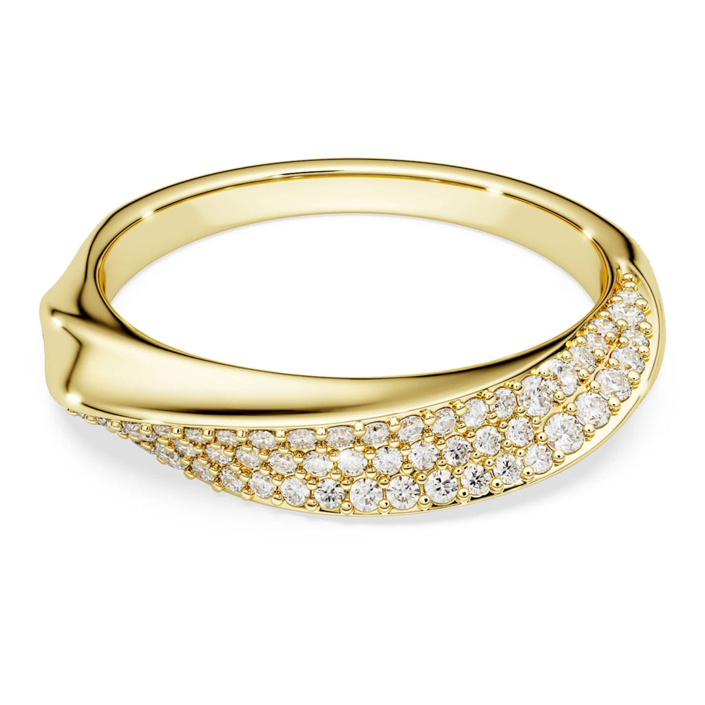 Swarovski Classica band ring Round cut, White, Sterling silver, 18K gold finish