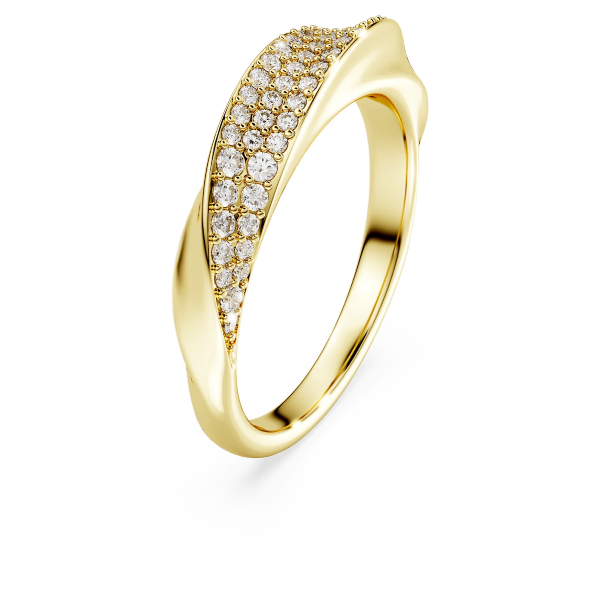 Swarovski Classica band ring Round cut, White, Sterling silver, 18K gold finish