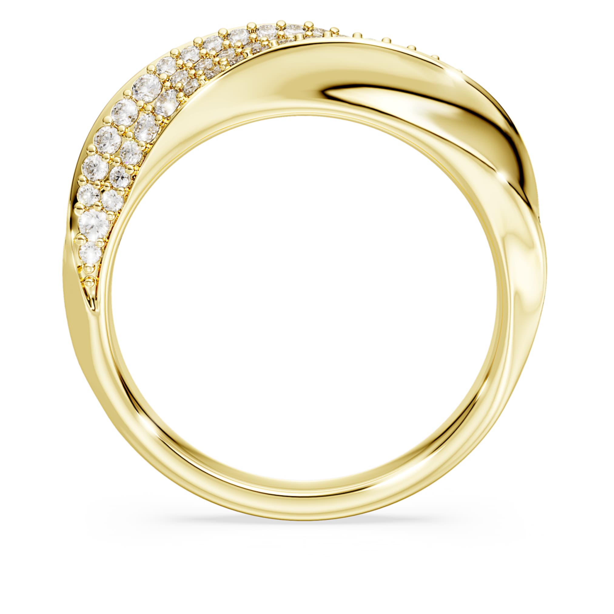 Swarovski Classica band ring Round cut, White, Sterling silver, 18K gold finish