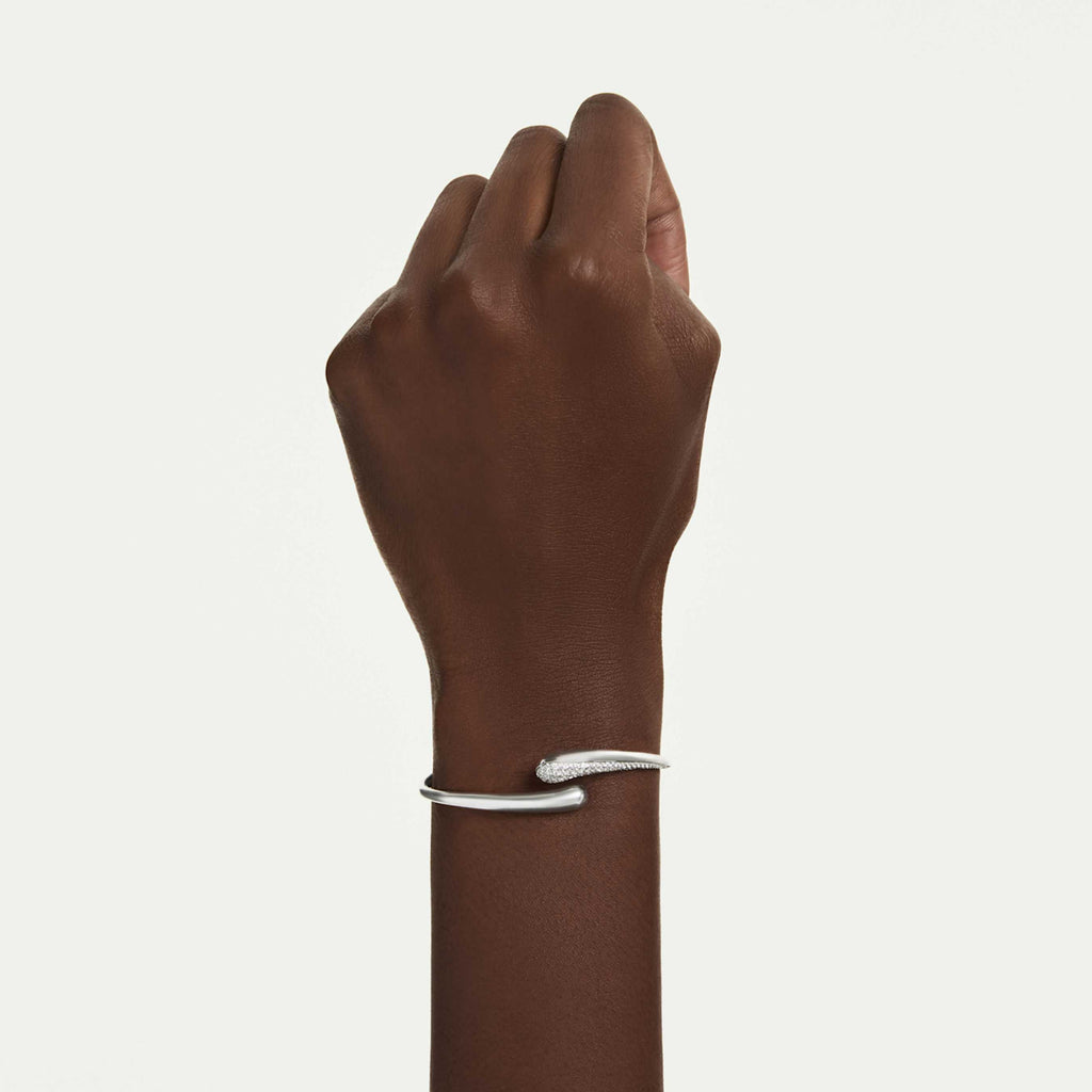 Swarovski Classica bangle Intertwining, Round cut, White, Sterling silver