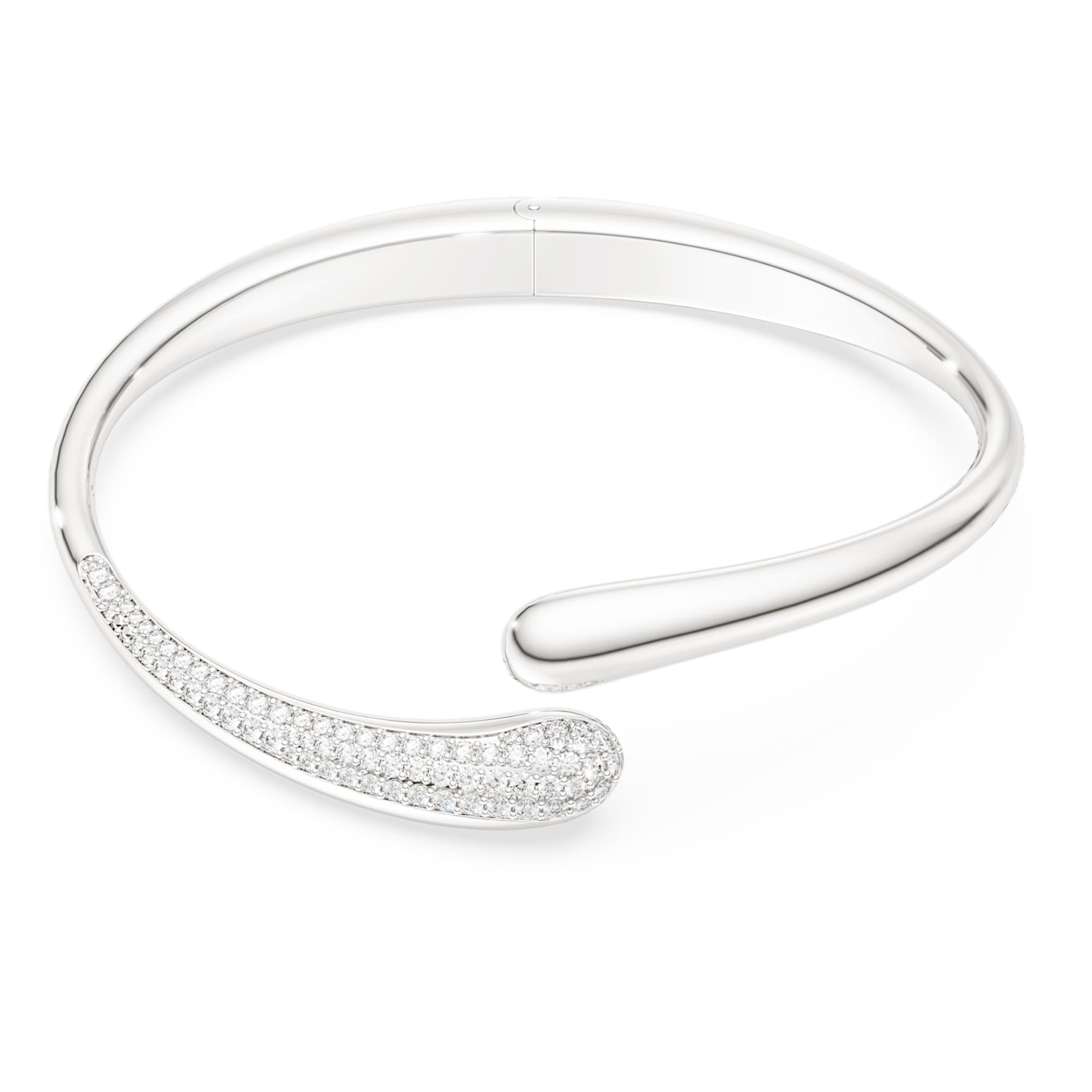 Swarovski Classica bangle Intertwining, Round cut, White, Sterling silver