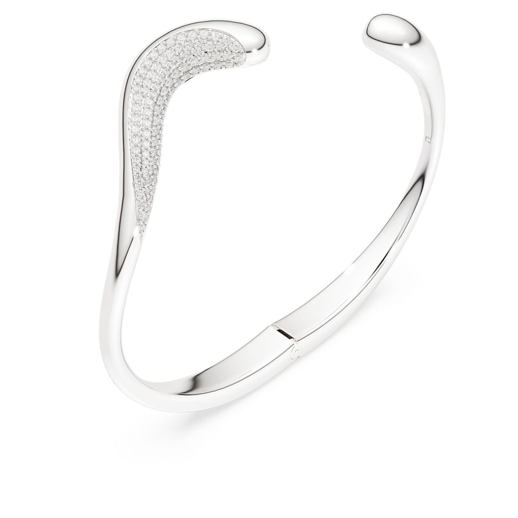 Swarovski Classica bangle Open, Round cut, White, Sterling silver