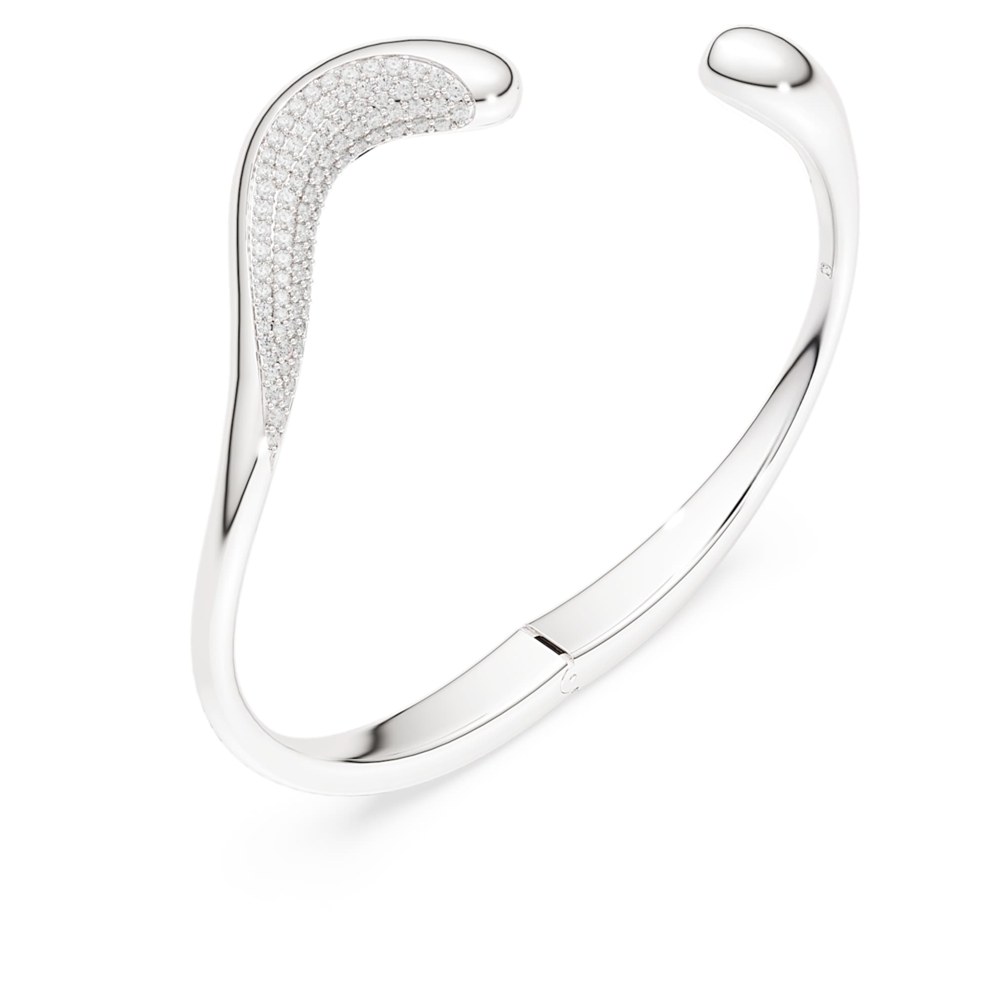 Swarovski Classica bangle Open, Round cut, White, Sterling silver