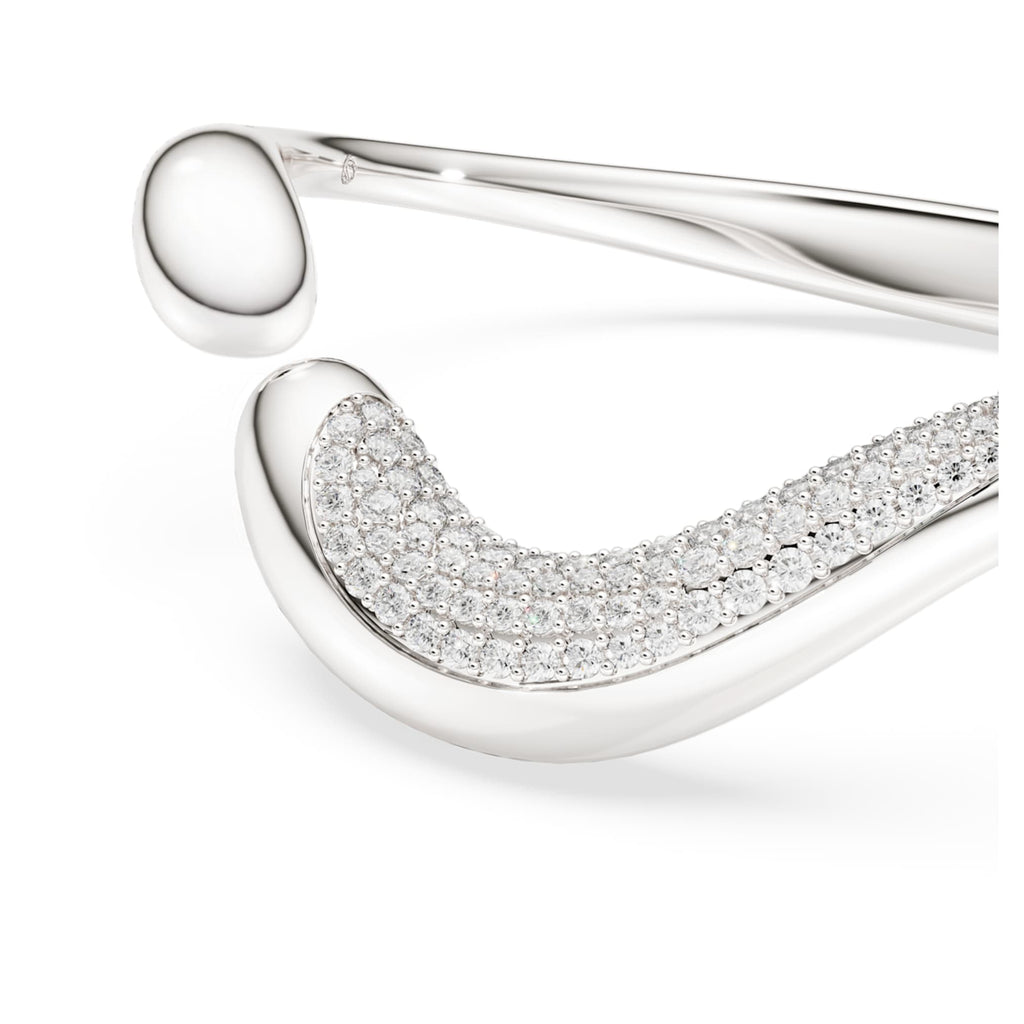 Swarovski Classica bangle Open, Round cut, White, Sterling silver