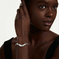 Swarovski Classica bangle Open, Round cut, White, Sterling silver
