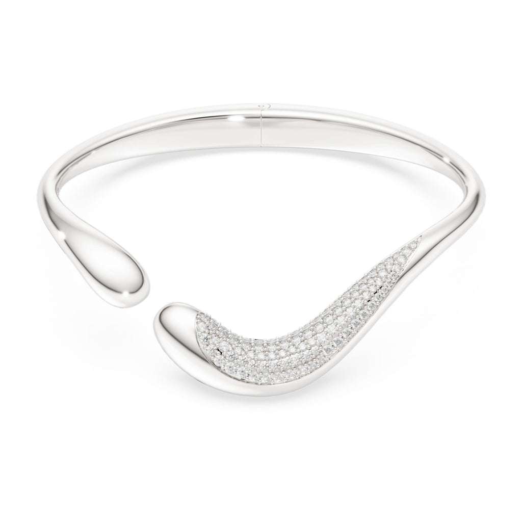 Swarovski Classica bangle Open, Round cut, White, Sterling silver