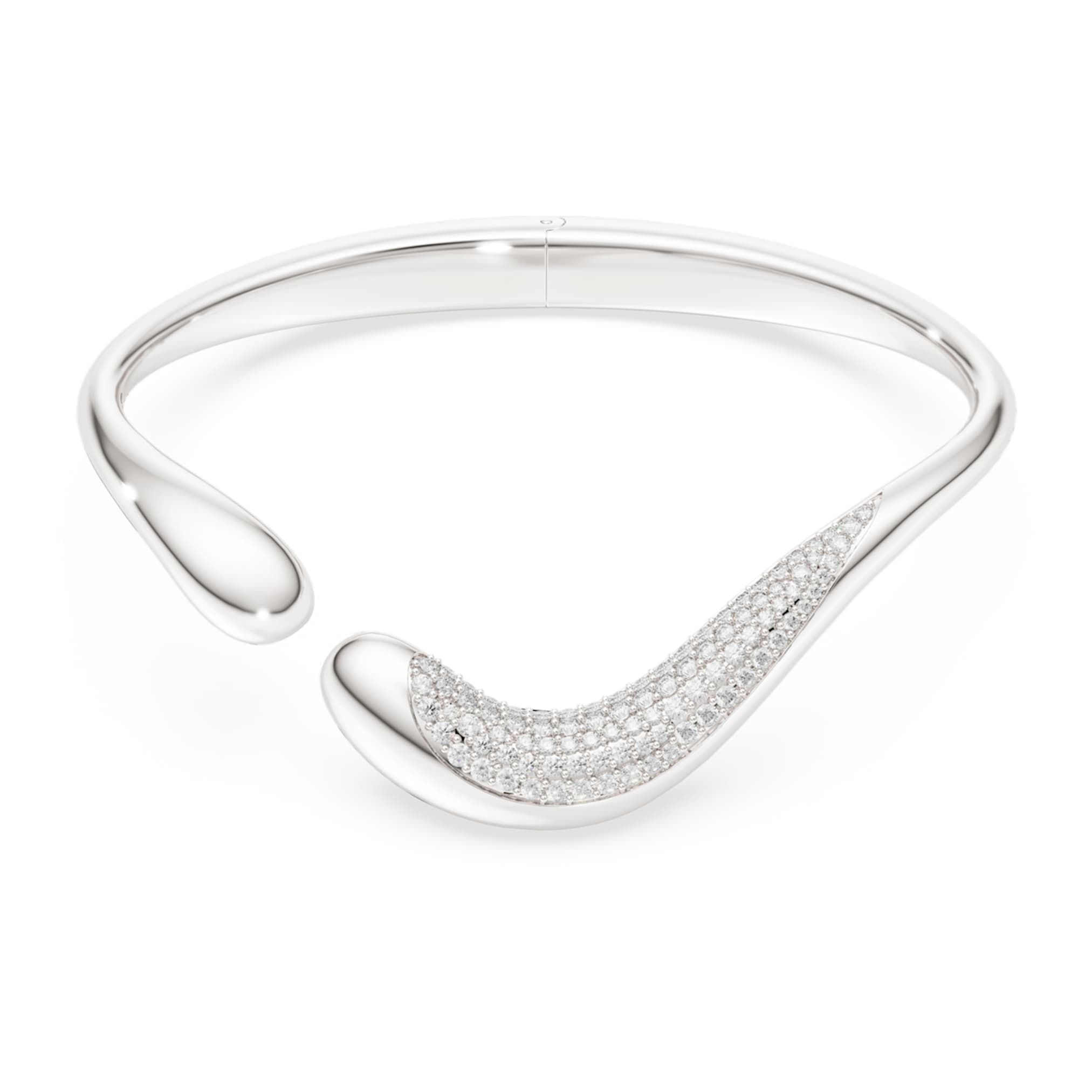 Swarovski Classica bangle Open, Round cut, White, Sterling silver