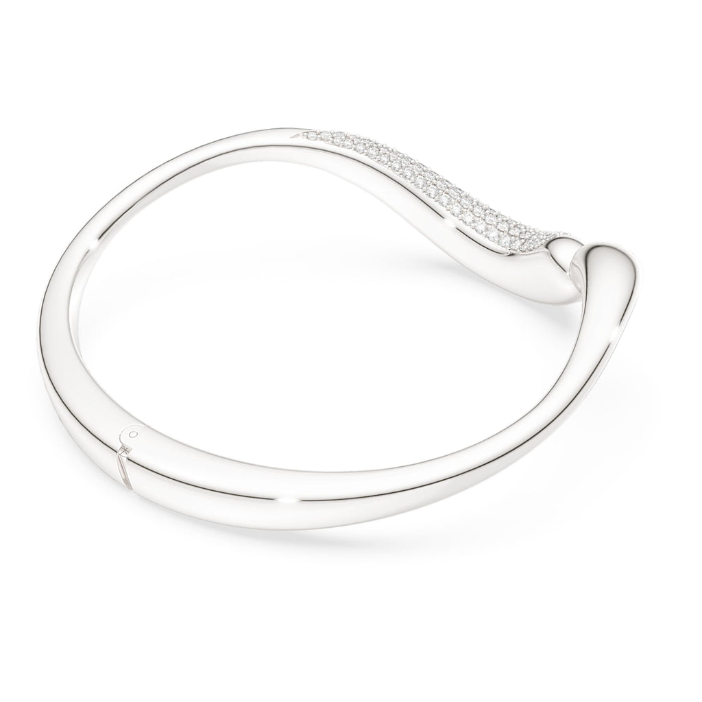 Swarovski Classica bangle Open, Round cut, White, Sterling silver
