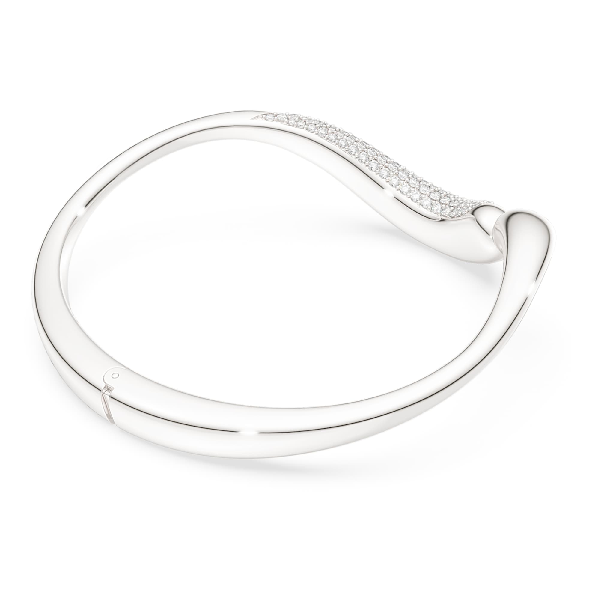 Swarovski Classica bangle Open, Round cut, White, Sterling silver