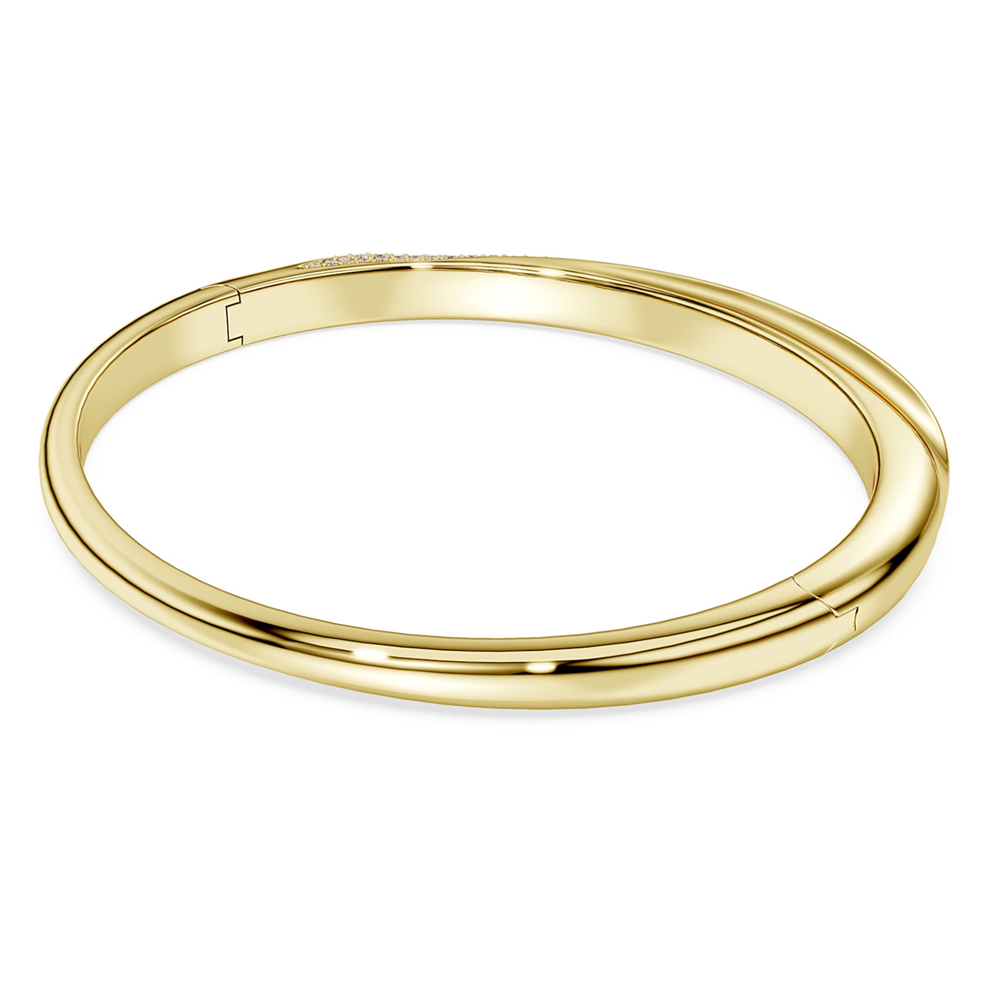 Swarovski Classica bangle Round cut, White, Sterling silver, 18K gold finish