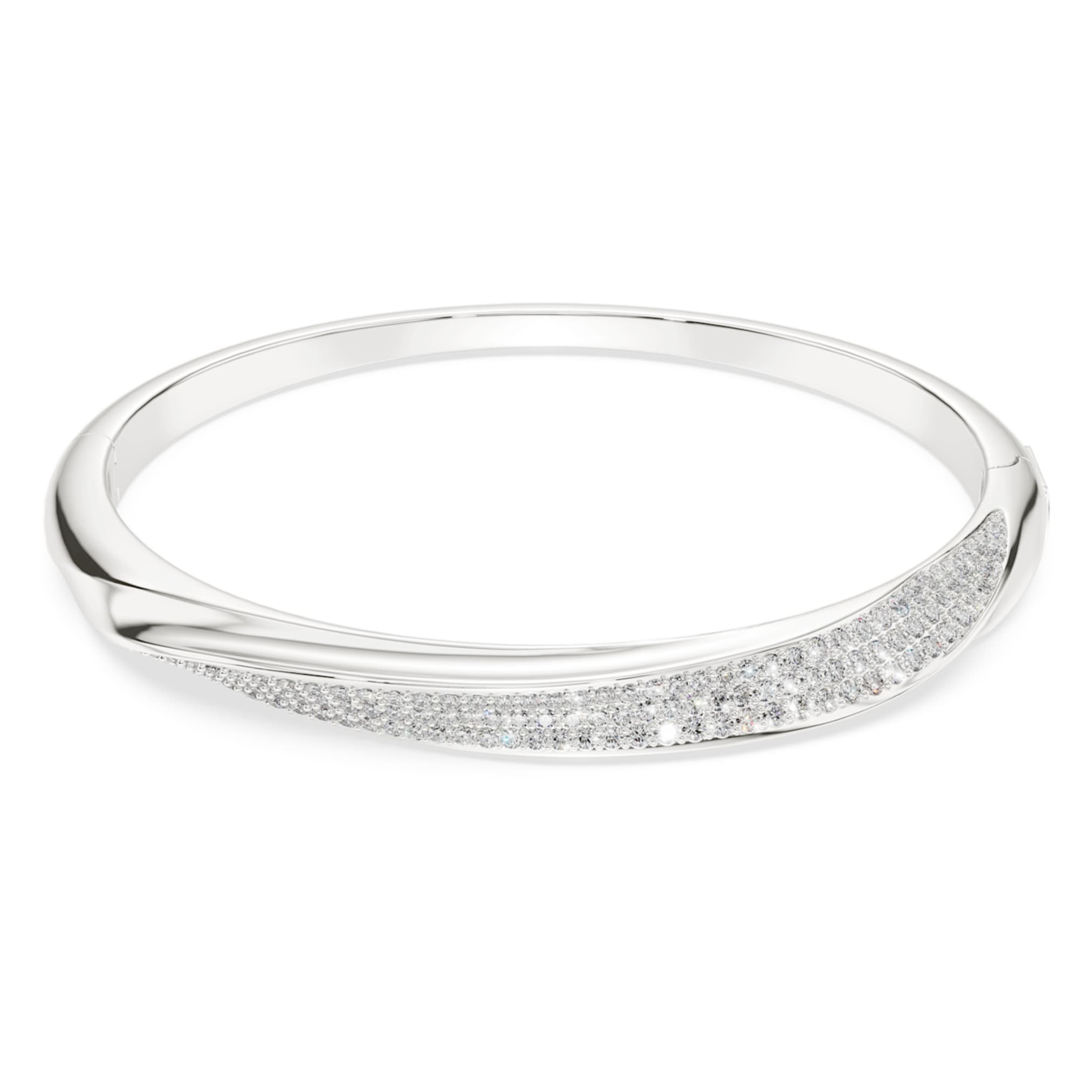 Swarovski Classica bangle Round cut, White, Sterling silver