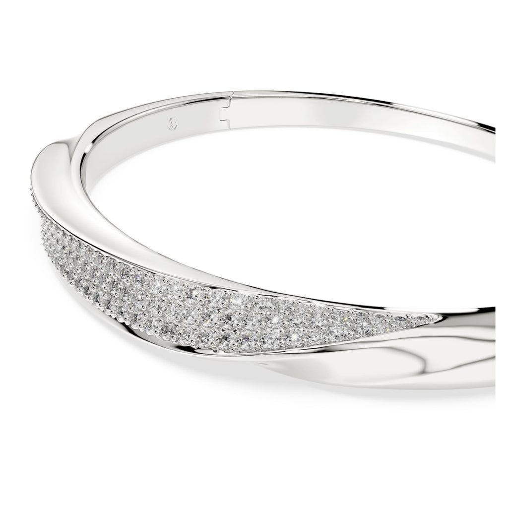 Swarovski Classica bangle Round cut, White, Sterling silver