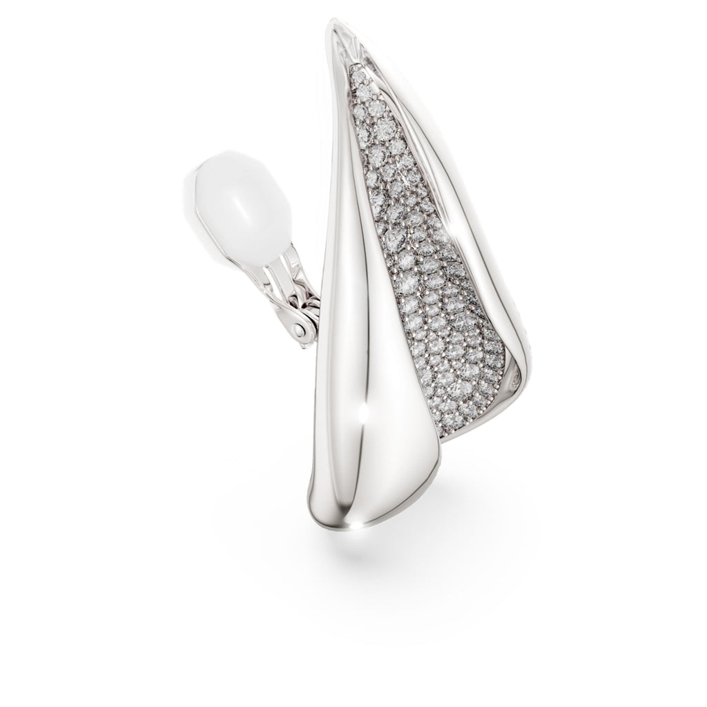Swarovski Classica clip earrings Statement, Round cut, White, Sterling silver