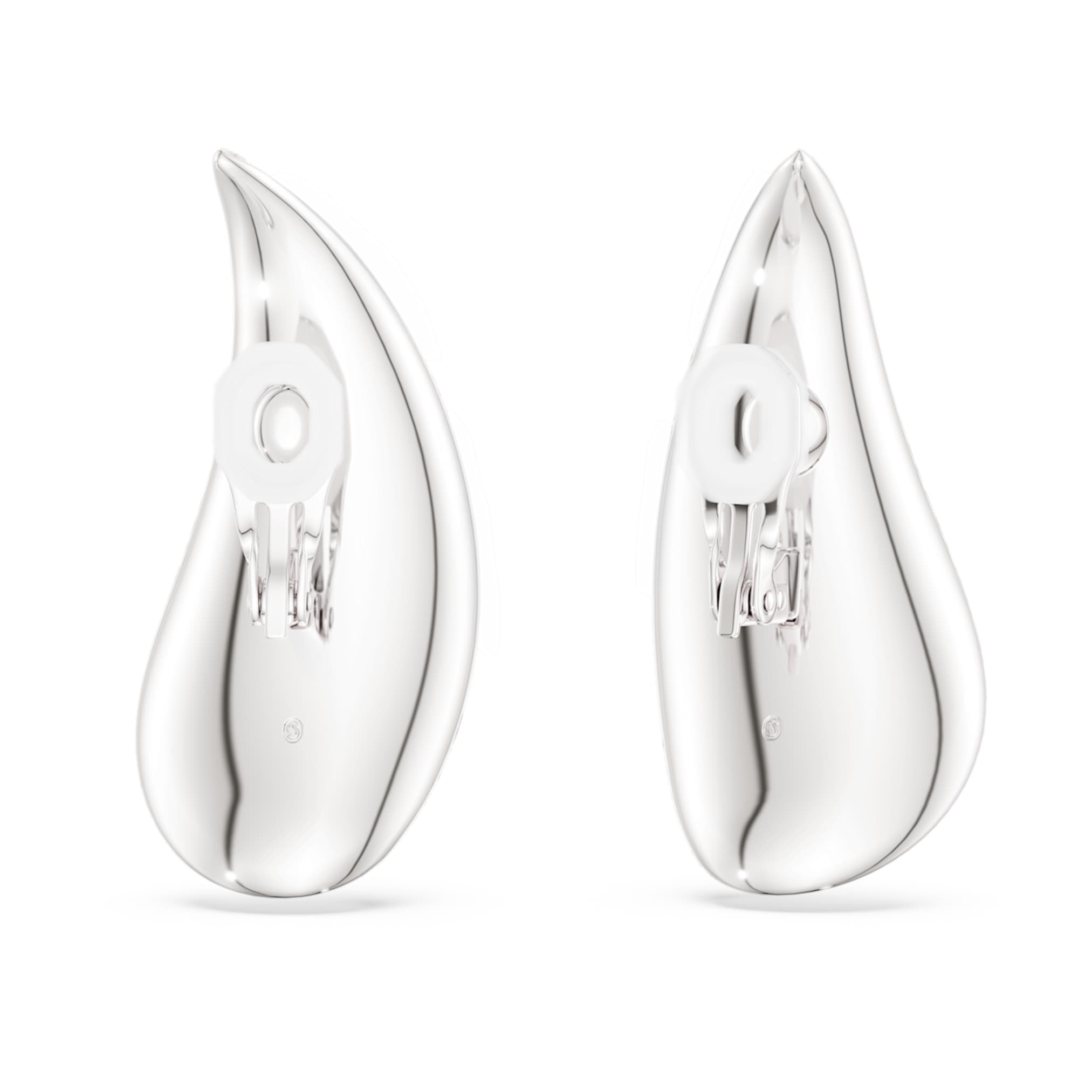 Swarovski Classica clip earrings Statement, Round cut, White, Sterling silver