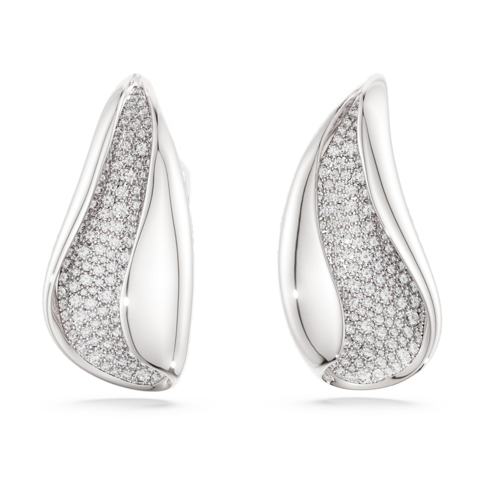 Swarovski Classica clip earrings Statement, Round cut, White, Sterling silver