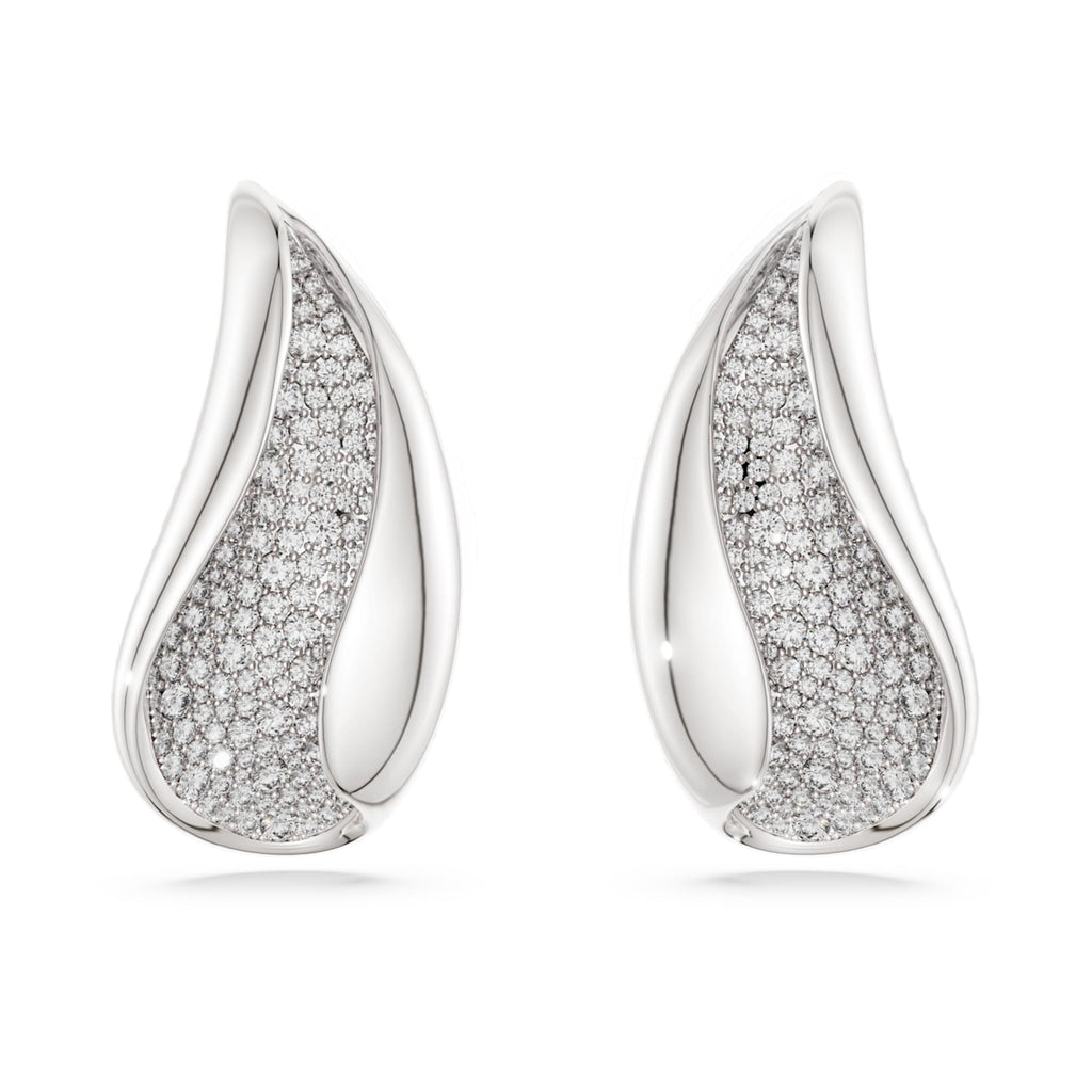 Swarovski Classica clip earrings Statement, Round cut, White, Sterling silver