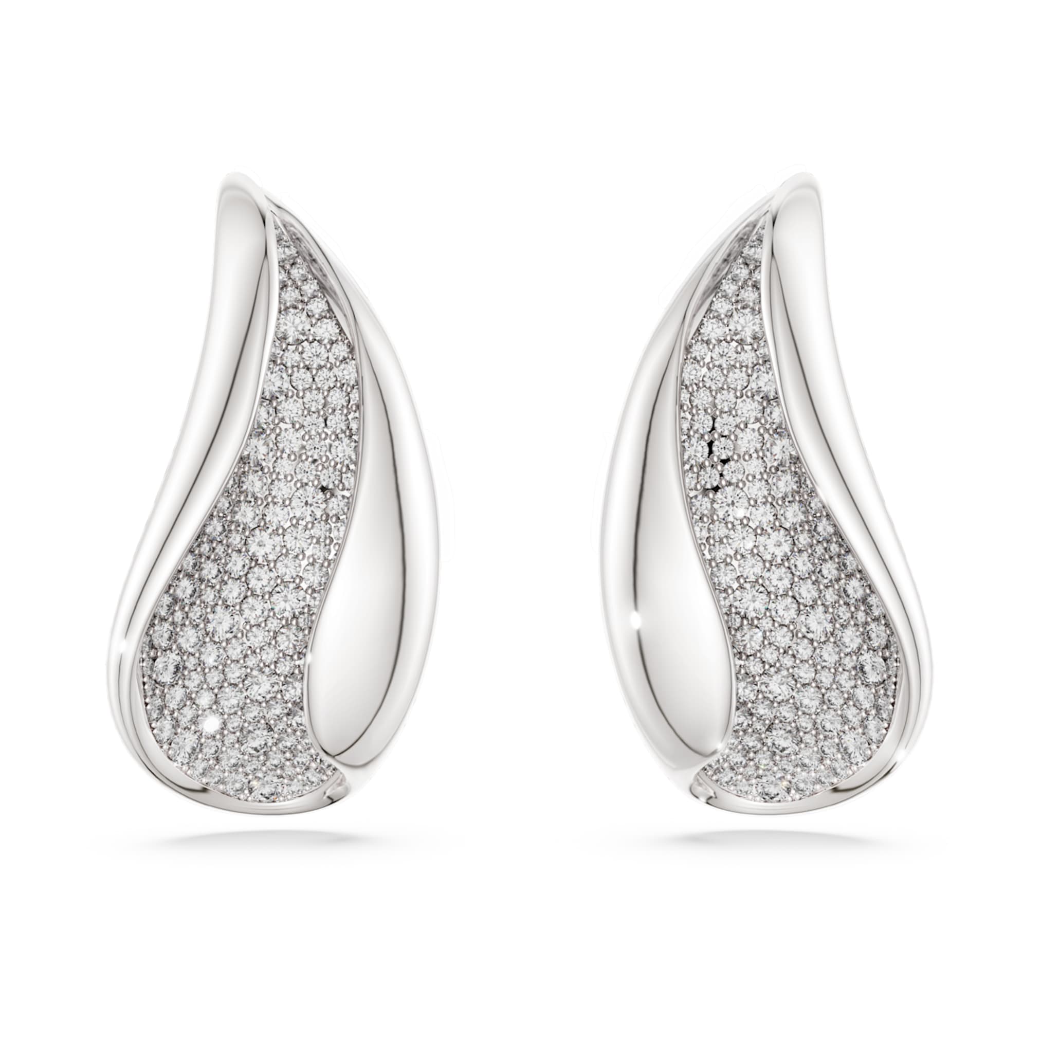 Swarovski Classica clip earrings Statement, Round cut, White, Sterling silver